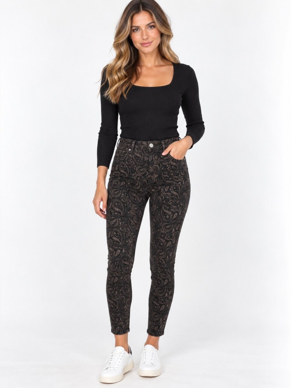 AG Anthropologie Stevie Ankle Jeans Women 28R Velvet Paisley High Rise Skinny